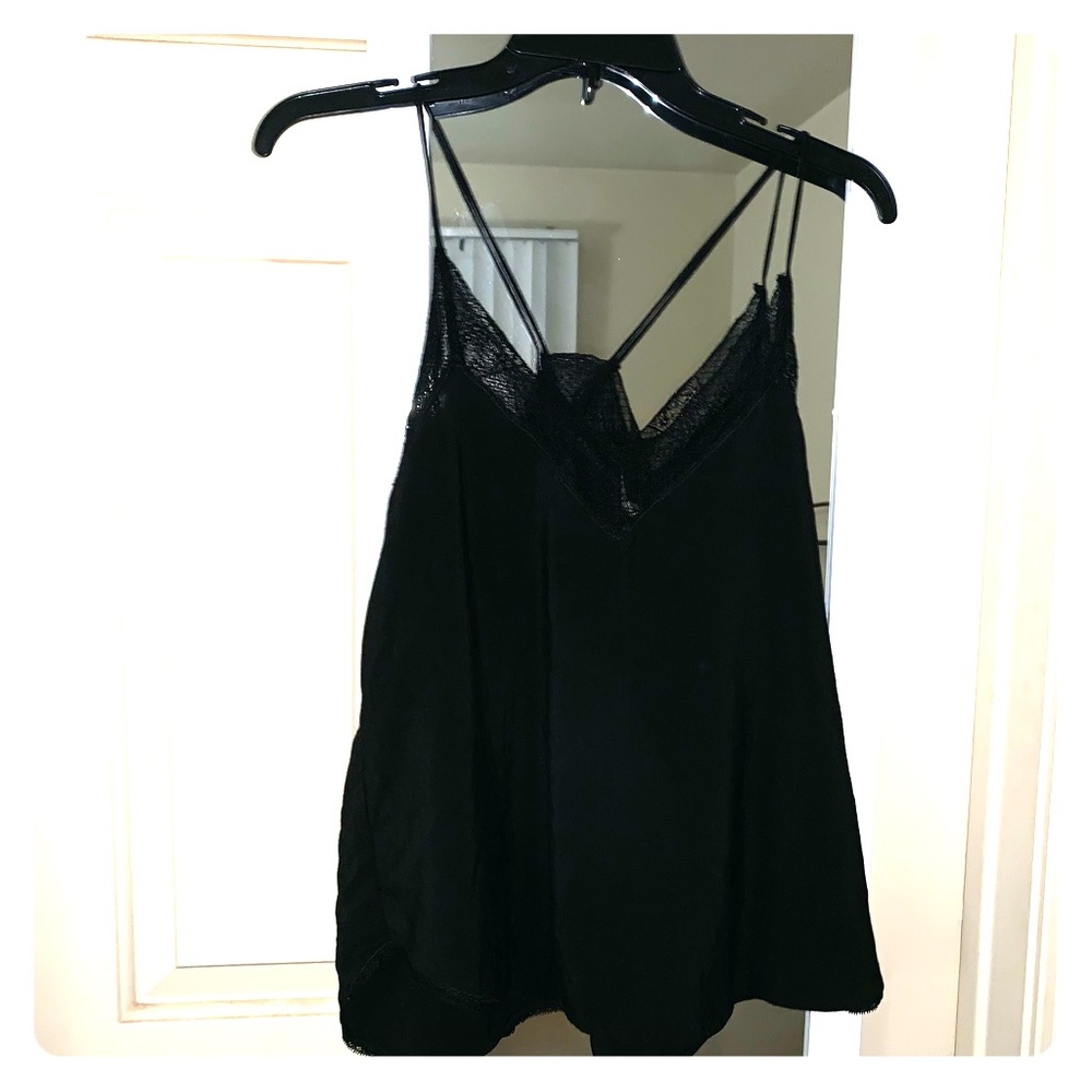 Love stitch black lace racer back  cami
